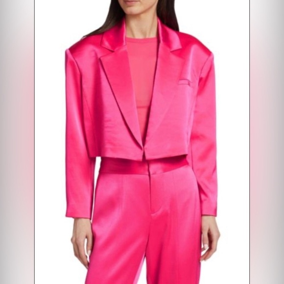Alice + Olivia Jackets & Blazers - ALICE + OLIVIA Shan Cropped Satin Blazer